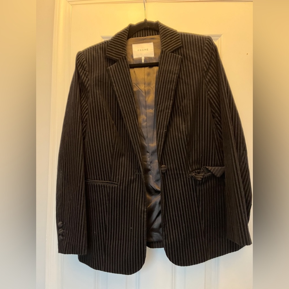 FRAME velvet jacket blazer black size 6